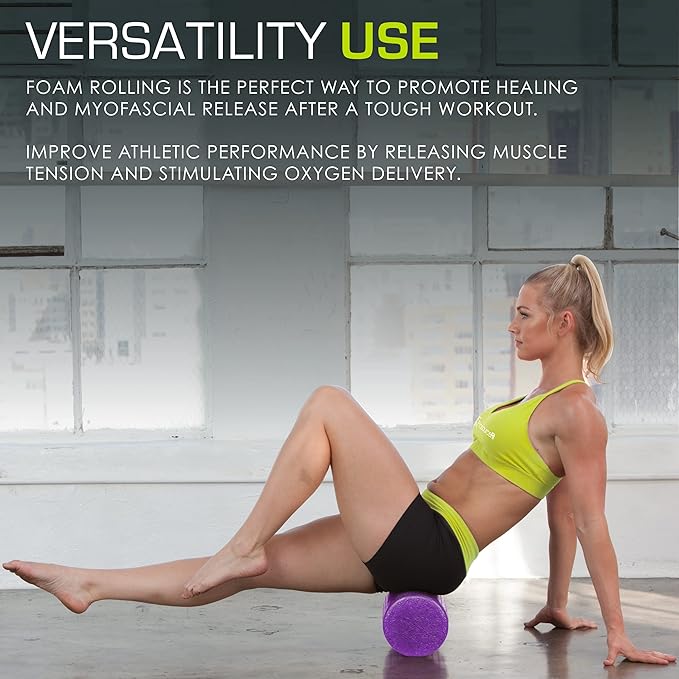 ProsourceFit High Density Foam Rollers 12 - inches Long, Firm Full Body Athletic Massage Tool for Back Stretching, Yoga, Pilates, Post Workout Muscle Recuperation