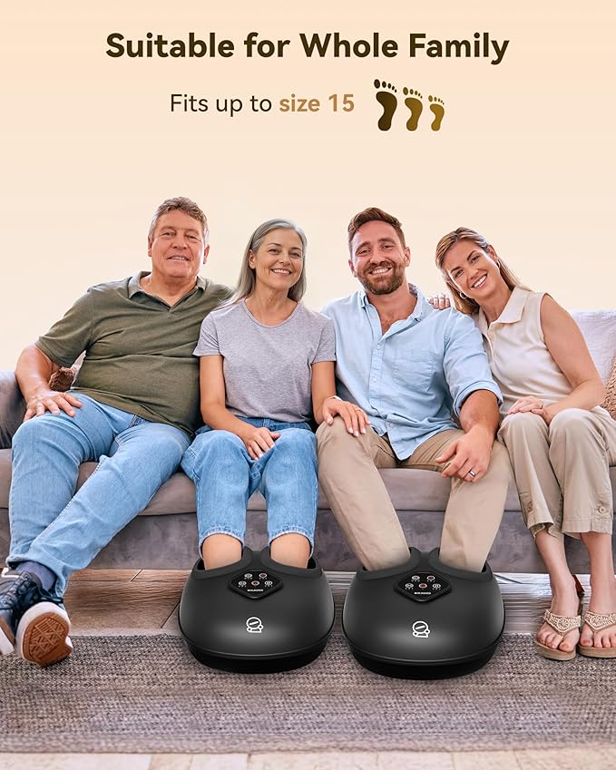 COMFIER 2025 Shiatsu Foot Massager with Heat,Compression,Kneading &Rolling,Foot Massager for Neuropathy,Plantar Fasciitis,Upgraded for Larger Feet Machine(Size 15),Home or Office, Gift for Women/Men