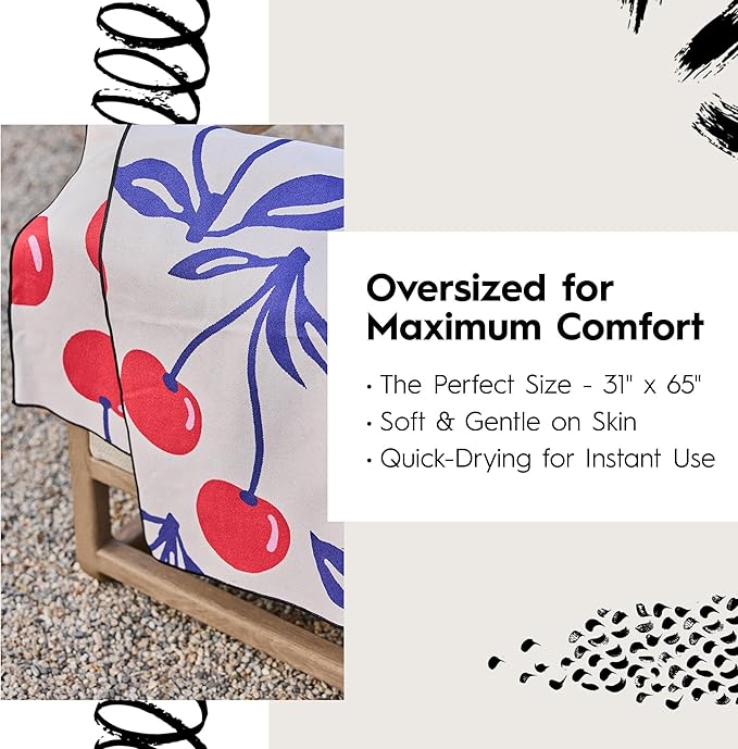 GEOMETRY Micro-Loop Beach Towel – Spring & Summer Collection – Quick-Dry, Sand-Resistant, Ultra-Absorbent Compact Towel for Beach & Travel (Lucky Play)