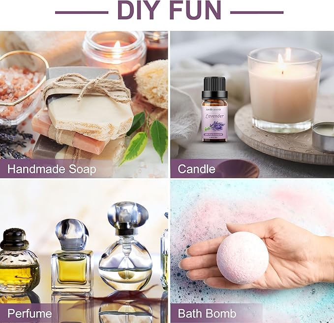 Sedbuwza Vanilla Lavender Essential Oil Set, Vanilla Fragrance Oil Lavender Scent Oil Set for Diffuser, Aromatherapy, Massage, Soap, Candle Making 2 x 10 ml