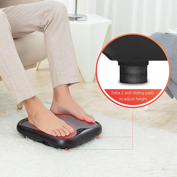COMFIER Shiatsu Foot Massager with Heat- Kneading Foot & Back Massager with Washable Cover, Feet Warmer for Men,Women, Electric Feet Massager Machine for Plantar Fasciitis,Foot