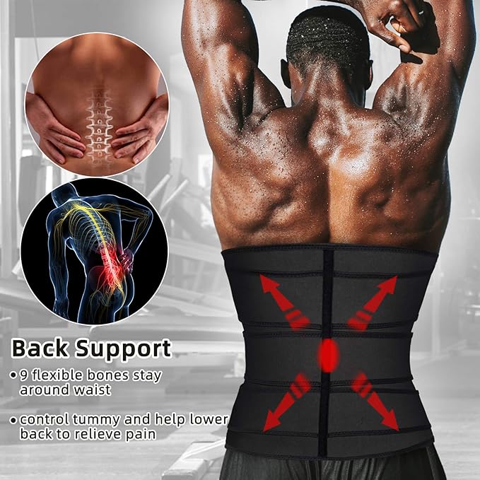 Hidyliu Mens Workout Waist Trainer Neoprene Corset Sauna Sweat Trimmer Cincher Slimming Belly with Belts