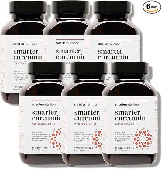 Smarter Nutrition Curcumin Softgels - Vegan High Absorption 400 mg Curcumin Supplement Standardized to 95% Tetrahydrocurcuminoids + Black Seed Oil & Ginger for Joint & Immune Health - 360 Ct