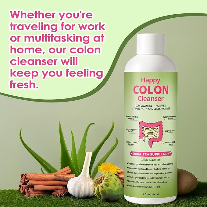 1 Day Happy Colon Cleanser - Gentle Herbal Formula for Digestive Support, Natural Cleanse - 8 fl.oz. (1Pc)