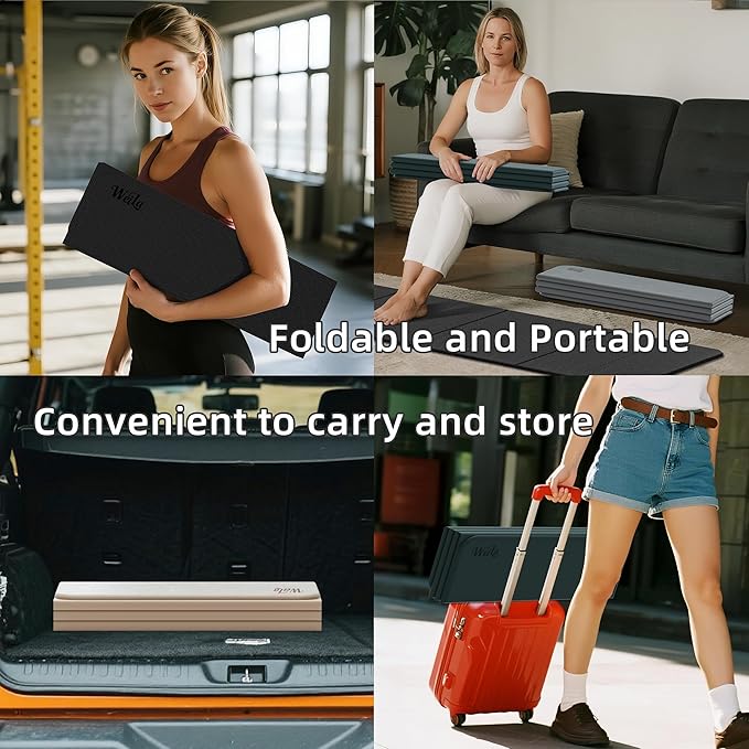 1/2 Inch Extra Thick Yoga Mat Pilates Equipment, 69"x24" Odorless Workout Mats for Home Gym, Non-slip Exercise Mats for Women Men Home Workout, Foldable Yoga Mats for Travel Camping Sleeping