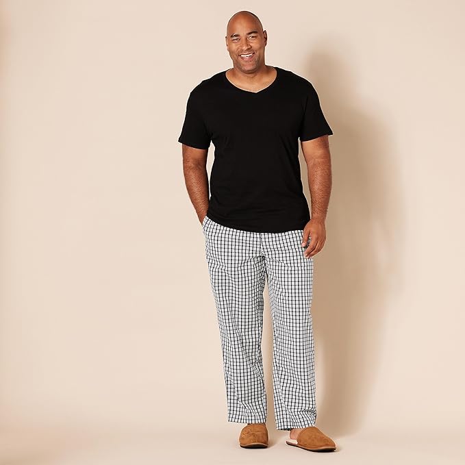 Amazon Essentials Mens Straight-Fit Woven Pajama Pant with Pockets
