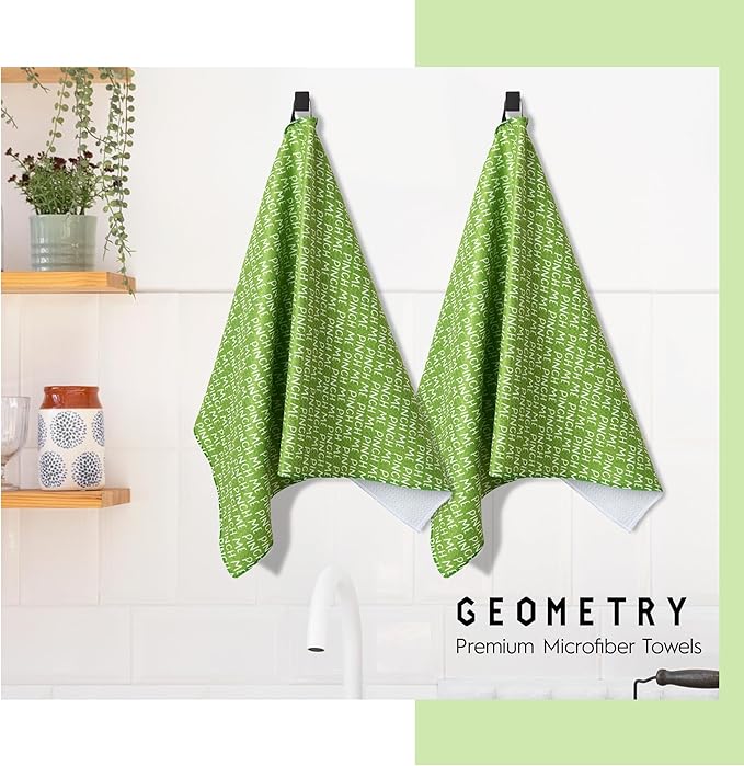 GEOMETRY St. Patrick’s Day Kitchen Towels - Quick Dry Microfiber Cloth Dish Towels for Kitchen Drying - Premium Quick Dry St Patrick's Day Tea Towel - Pinch Me