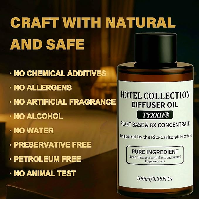 Hotel Collection Diffuser Oil, Ritz-Carlton Inspired Essential Oils for Waterless, Cold Air, Ultrasonic & Reed Diffusers, HVAC, Long-Lasting 5-Star Hotel Fragrance for Home, Office, Spa - 3.38fl oz