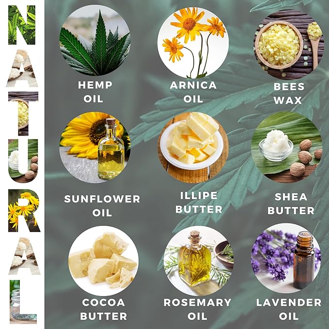 Hemp Roll On Stick | 1000 mg (3 oz) Balm Stick | Arnica Essential Oil, Cocoa Butter, Natural Ingredients | Muscle Rub