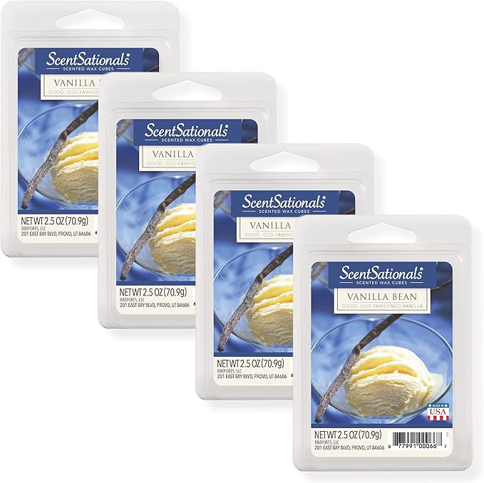 Scentsationals Wax Melts, Wax Cubes Strong Scent - Vanilla Bean - Long Lasting Scented Wax Melts for Warmer, 10oz (24-Cubes)