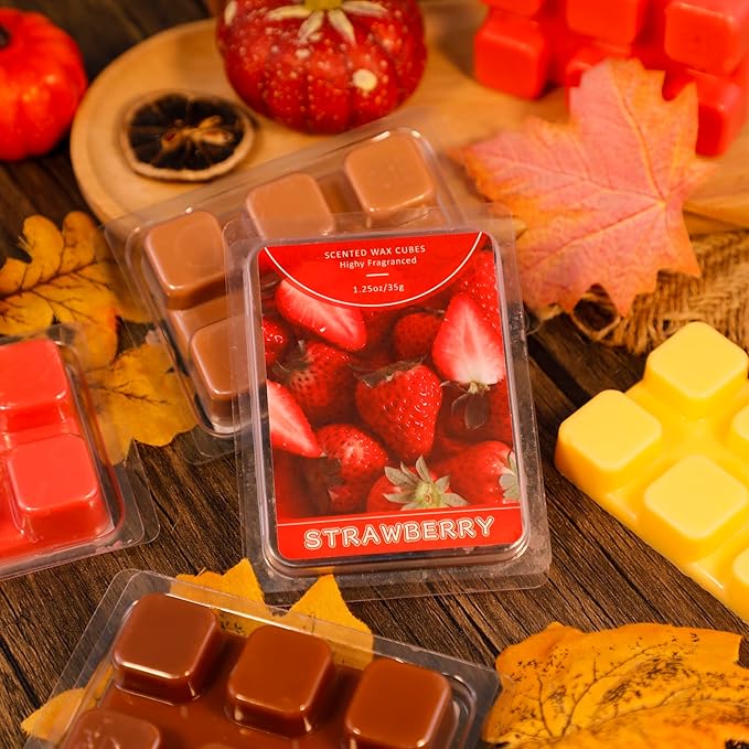 SCENTORINI Scentsy Wax Melts, Strawberry Fragrance Wax Cubes, Soy Wax Melts, 4 Pack, Long-Lasting for Candle Making, Candle Warmer