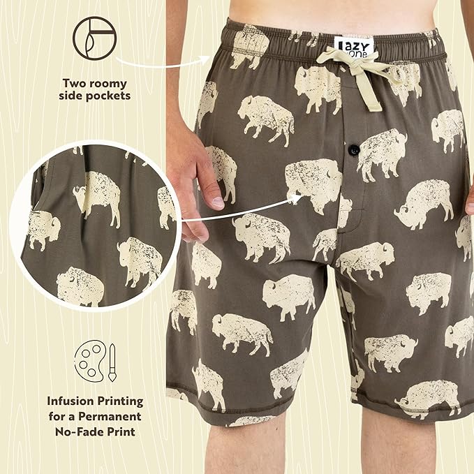 Lazy One Pajama Shorts for Men, Men's Pajama Bottoms, Sleepwear