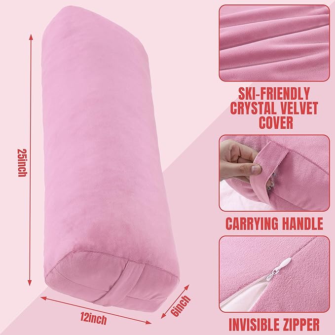 MABOZOO Yoga Bolster Pillow, Rectangular Bolster for Restorative Yoga & Meditation, Professional Meditation Cushion with Carry Handle, 27"X10"X6"