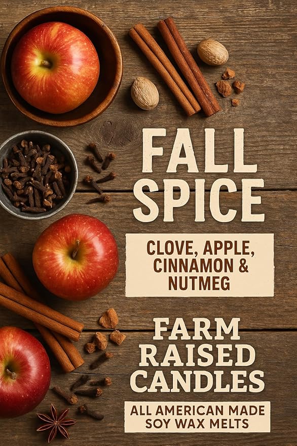 Farm Raised Candles – Fall Wax Melts Variety 1 LB Bundle (5 Packs, 16 oz) – Hand-Poured Soy Wax Cubes – Apple, Cinnamon, Pumpkin, Pecan Waffles – Fresh from The Farm Soy Wax Melts