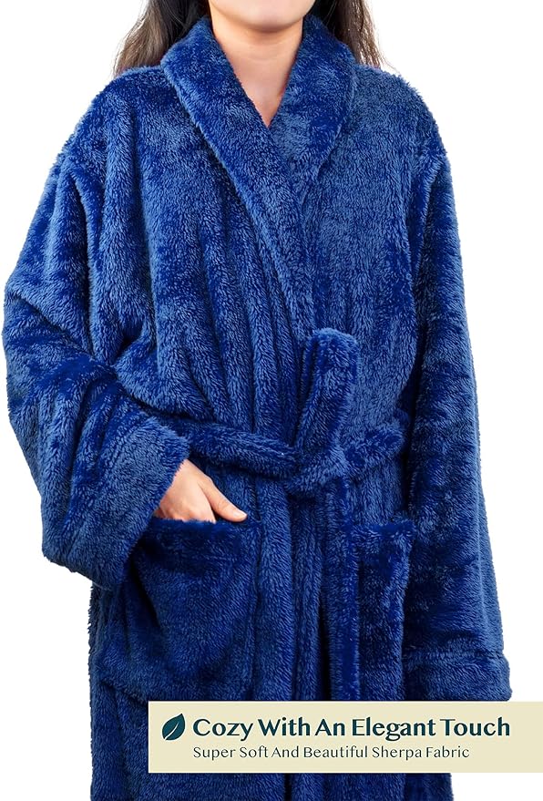 PAVILIA Premium Womens Plush Soft Robe Fluffy, Warm, Fleece Sherpa Shaggy Bathrobe