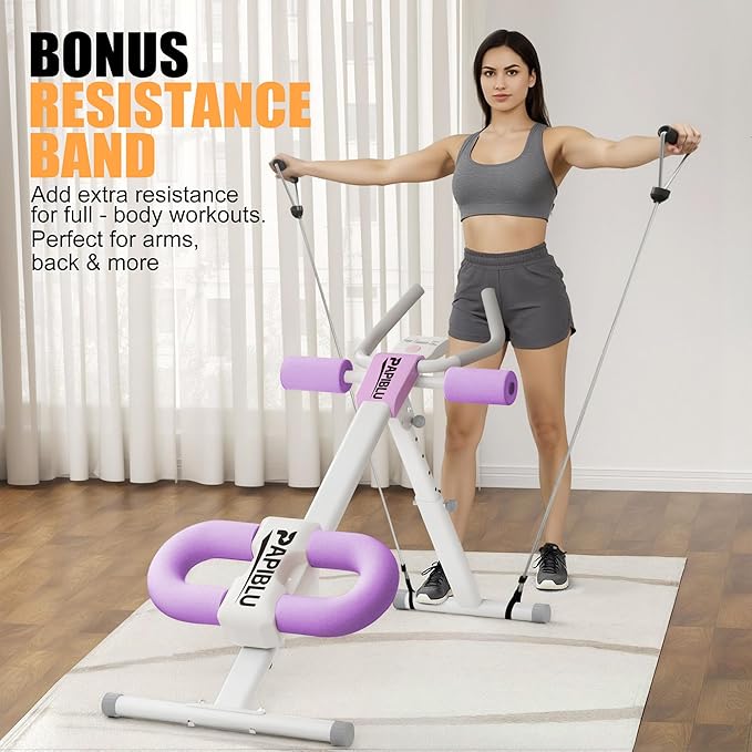 Abdominal Trainers - Adjustable Ab Trainer Machine, Foldable Abdominal Workout Equipment with Knee Protection - Home Gym Core Strength Trainer for Men & Women