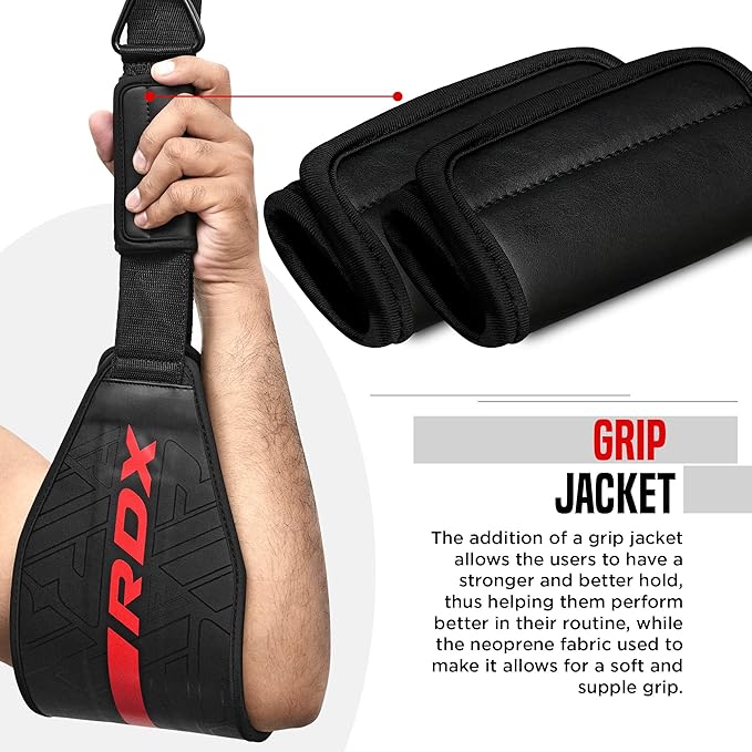 RDX AB Straps for Pull Up Bar Hanging (Pair), Maya Hide Leather, Abdominal Muscle Building Padded Arm Support Slings with D-Ring Strap, Leg Raise Exercise Fitness Workout Strength Training, Men Women