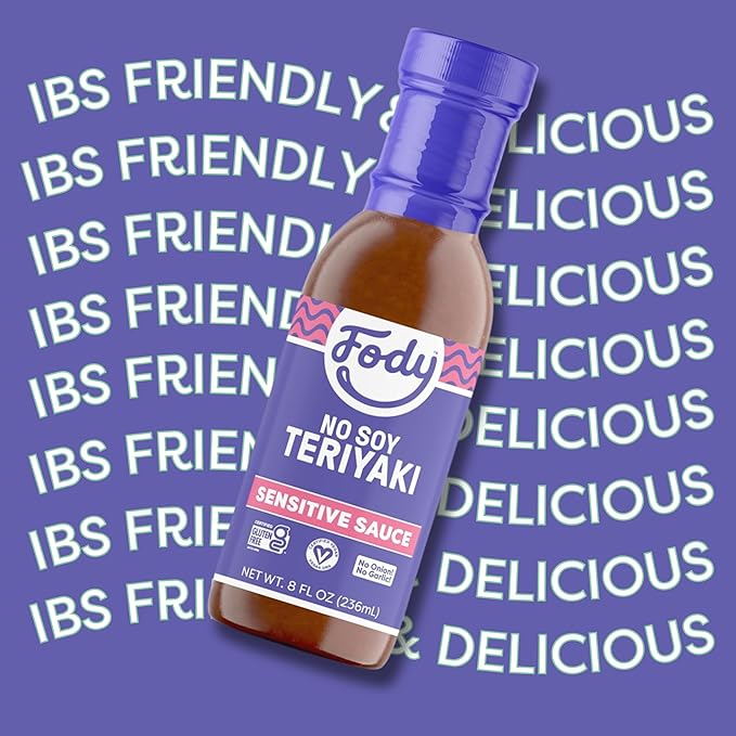 Fody Foods No Soy Teriyaki Sauce & Marinade, 8.5 Oz, Garlic and Onion Free, Low FODMAP Certified, Gut & IBS Friendly, Vegan, Non-GMO, Gluten Free, Keto Friendly