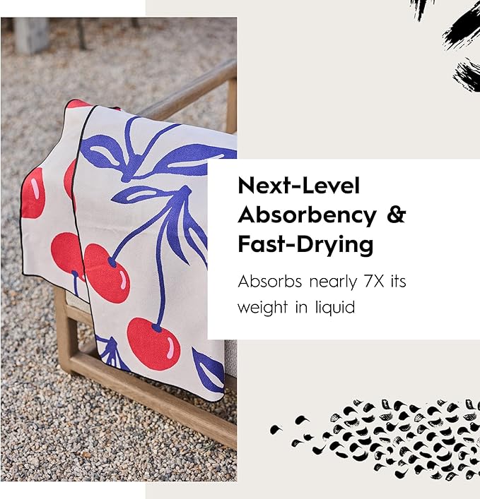 GEOMETRY Micro-Loop Beach Towel – Spring & Summer Collection – Quick-Dry, Sand-Resistant, Ultra-Absorbent Compact Towel for Beach & Travel (Lucky Play)