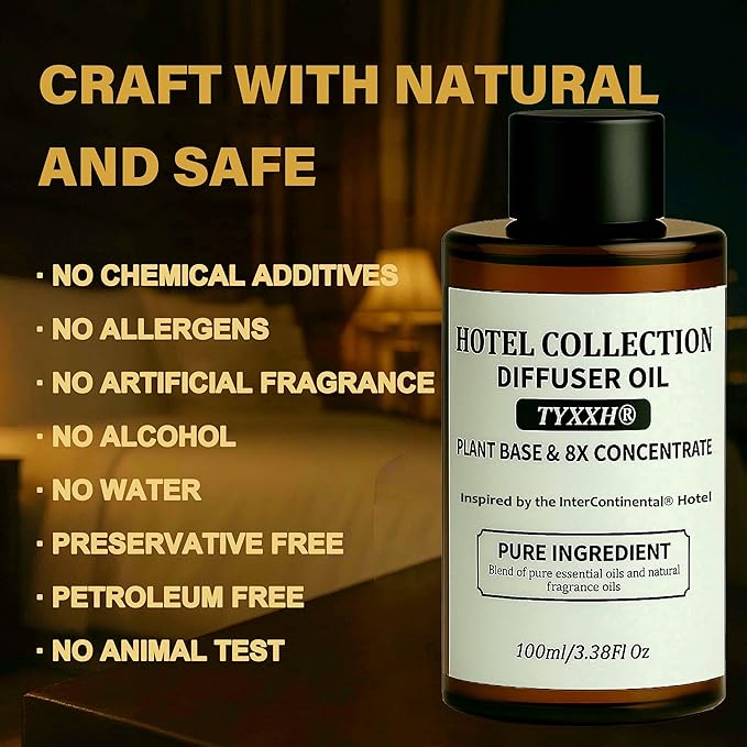 Hotel Collection Diffuser Oil, InterContinental Inspired Essential Oils for Waterless, Cold Air, Ultrasonic & Reed Diffusers, HVAC, Long-Lasting 5-Star Hotel Fragrance for Home, Office, Spa, 3.38fl oz
