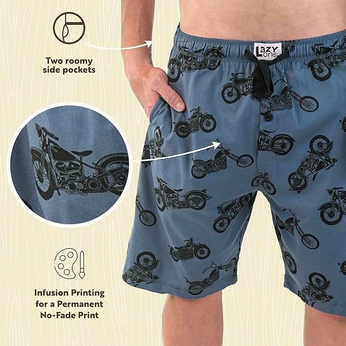 Lazy One Pajama Shorts for Men, Men's Pajama Bottoms, Sleepwear