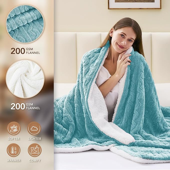 Homemate Electric Heated Blanket Twin - 62"x84" Heating Bed Blankets Throw with 10 Heating Levels 8 Hours Auto Off Fast Heating Over-Heated Protection Ultra Soft Warm Flannel ETL Certified