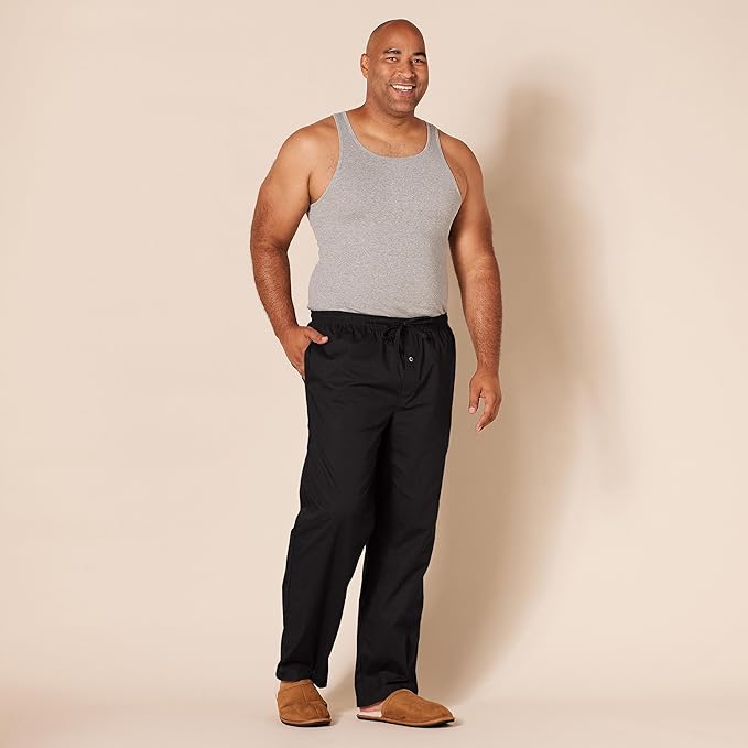 Amazon Essentials Mens Straight-Fit Woven Pajama Pant with Pockets