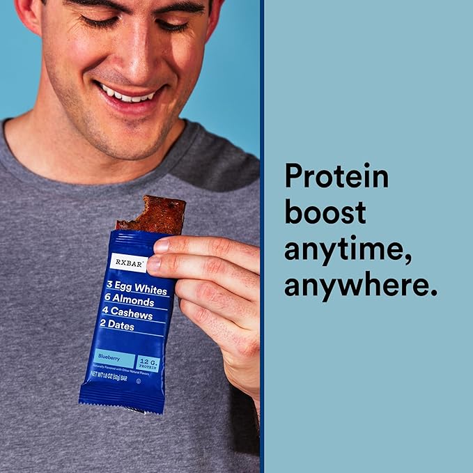 RXBAR Protein Bars, Protein Snack, Snack Bars, Blueberry, 22oz Box (12 Count)