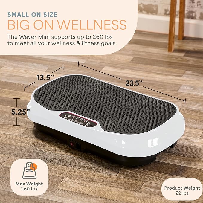 Lifepro Waver Mini Vibration Plate for Lymphatic Drainage – Whole Body Vibrating Platform Exercise Machine for Muscle Toning & Recovery with Remote & Resistance Bands, Max Load 260 lb