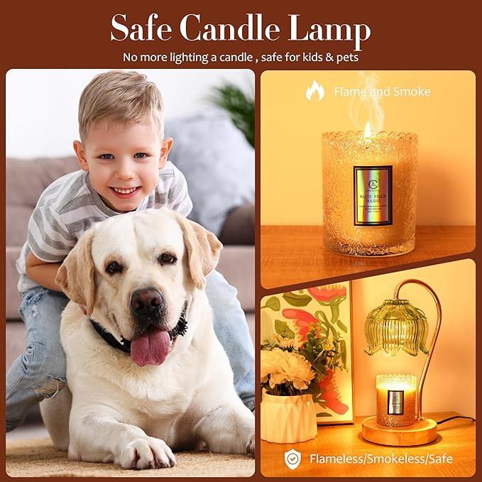 Flower Candle Warmer Lamp with Timer & Dimmer - Fits All Jar Scented Candles - Valentine's & Mother's Day Gift for Women,Mom,Her