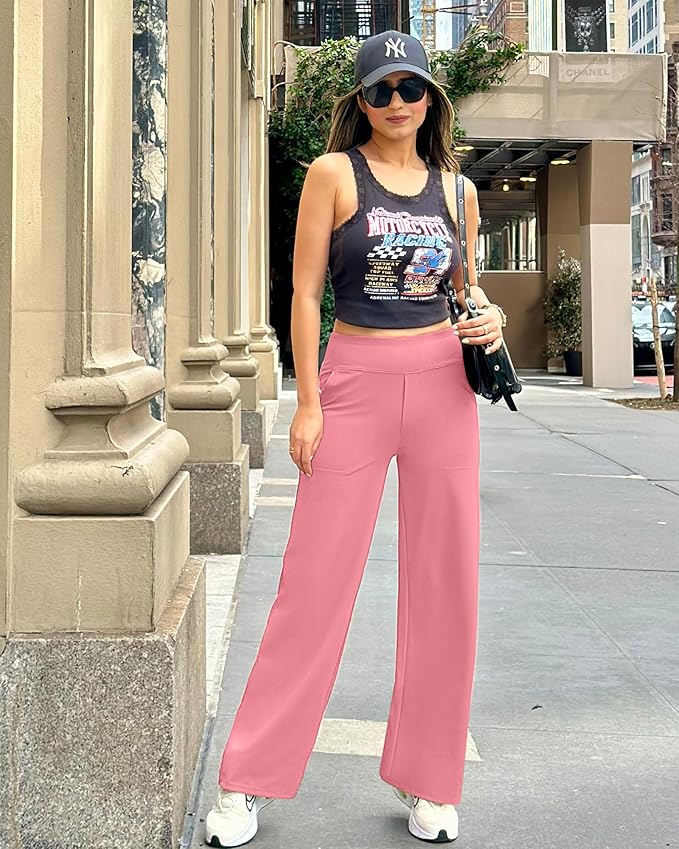 G4Free Yoga Pants Women Wide Leg Pants with Pockets High Waist Stretch Dress Casual Sweatpants Petite/Regular/Tall