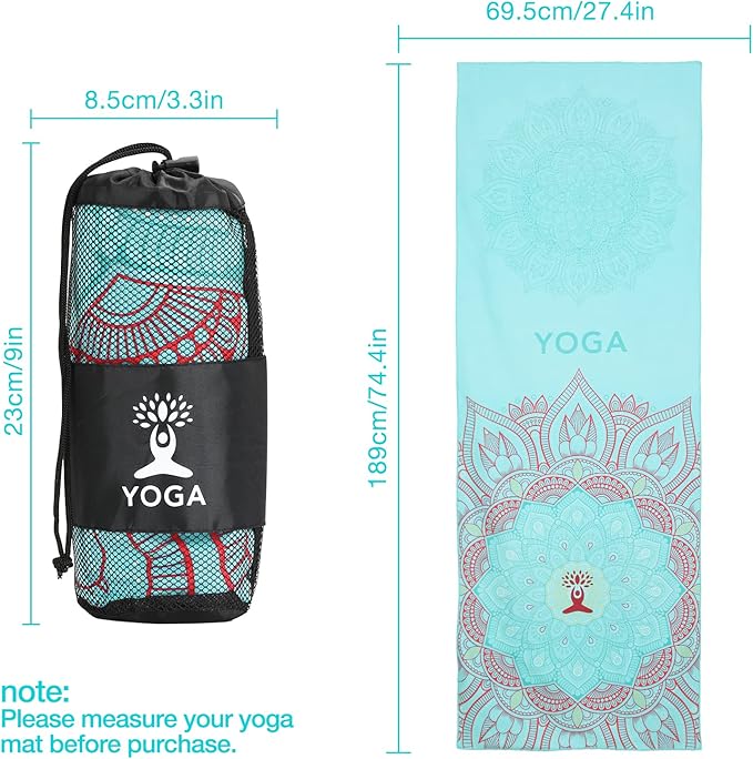 MoKo Yoga Towel, Non Slip Hot Yoga Blanket Printing Pattern Quick Dry with Corner Pocket for Bikram, Pilates, Gym Workout, Outdoor Picnic