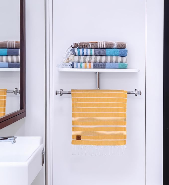 Gold CASE Turkish Hand Towels for Bathroom Set of 6 – 20 x 40'' – 100% Cotton Bathroom Hand Towels – LYCIA Towel for Spa, Face, Tea & Dishcloth – Decorative Cloth – Grey