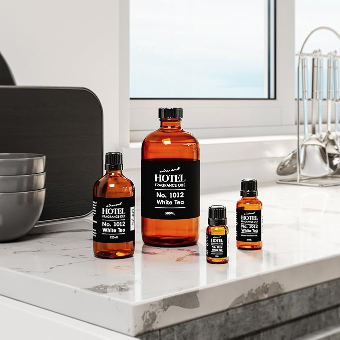 AirScent Hotel Diffuser Oil No. 1012 Inspired by The White Tea Hotel Scent - Premium Fragrance Oil for Ultrasonic and Waterless Diffusers and Crafting - 500 mL, 16.9 fl oz Glass Bottle