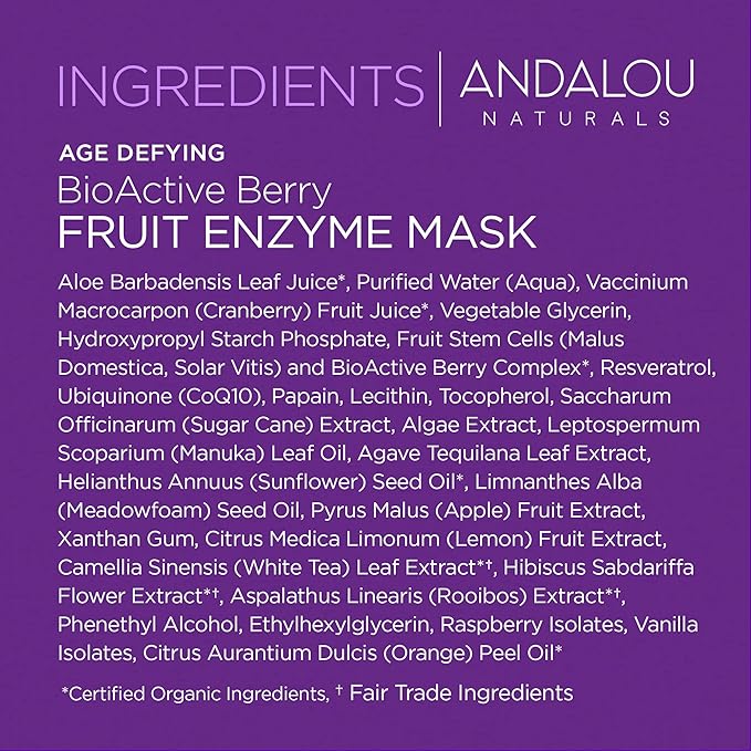 Andalou Naturals Bioactive 8 Berry Fruit Enzyme Mask, 1.7 Ounce
