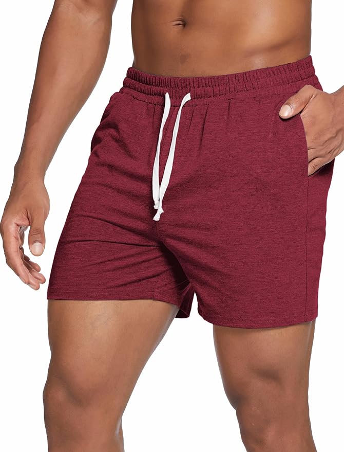 Deyeek 5.5 Inch Mens Pajama Shorts Sleep Cotton Lounge PJ Lightweight Elastic Waist Drawstring Nightwear Bottom with Pockets
