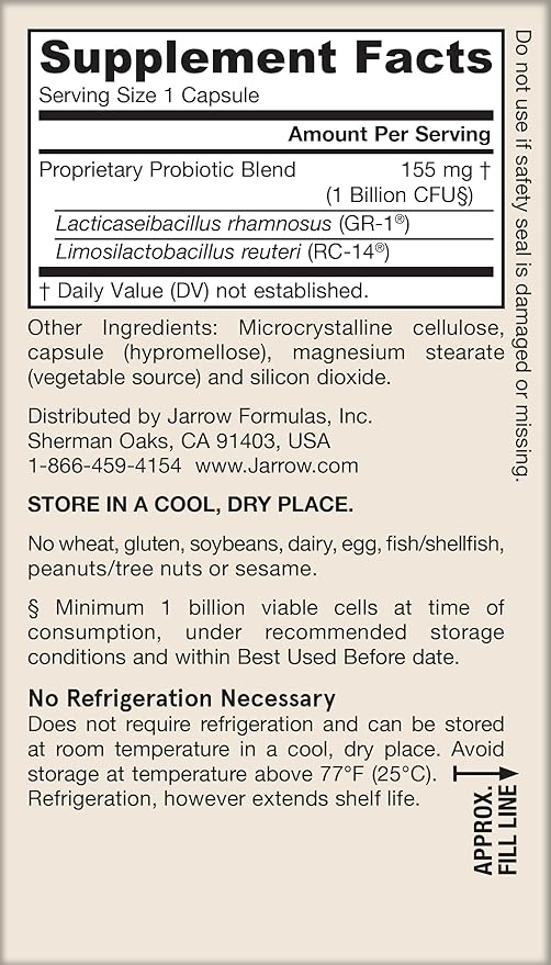 Jarrow Formulas Fem-Dophilus Probiotics 1 Billion CFU with 2 Science-Backed Strains, Dietary Suppl for Vaginal and Urinary Tract Supp,60 Veggie Caps,Up to a 60 Day Supply, Shelf-Stable,12 Packs