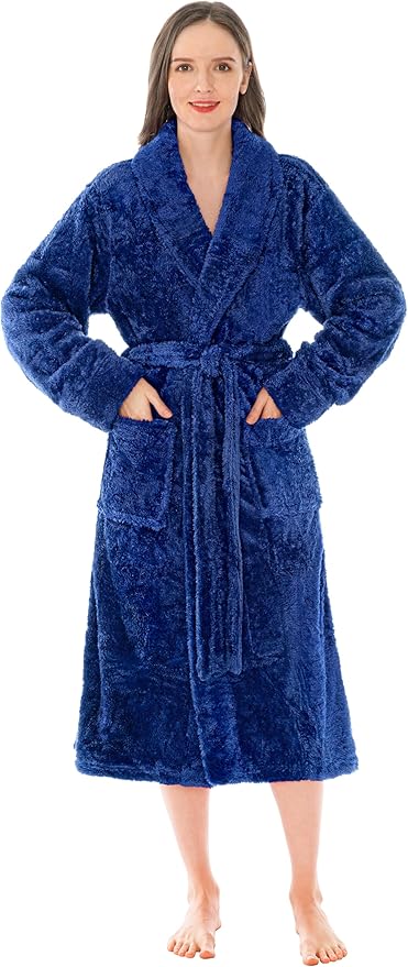 PAVILIA Premium Womens Plush Soft Robe Fluffy, Warm, Fleece Sherpa Shaggy Bathrobe