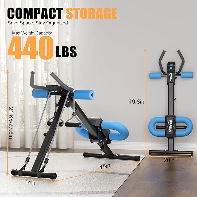 Abdominal Trainers - Adjustable Ab Trainer Machine, Foldable Abdominal Workout Equipment with Knee Protection - Home Gym Core Strength Trainer for Men & Women