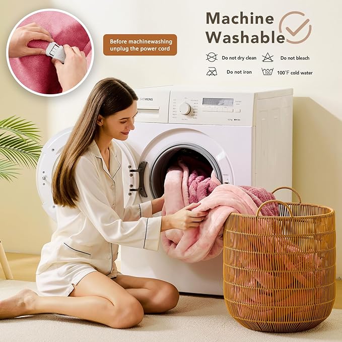 Heated Electric Blanket Full Size - 72"x84" Flannel Heating Blanket with 10 Heating Levels & 5 Time Settings Over-Heat Protection, Winter Warmer for Adults with ETL Certification(Pink)