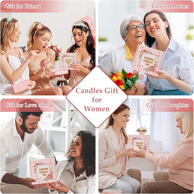 28oz Scented Candles Set, 4Pack Floral Chirstmas Halloween Candles 7oz Candle, Birthday Gifts for Women Long Lasting Soy Wax Candle Non Toxic for Home Decor Aromatherapy, Rose/Lemon/Gardenia/Lilac