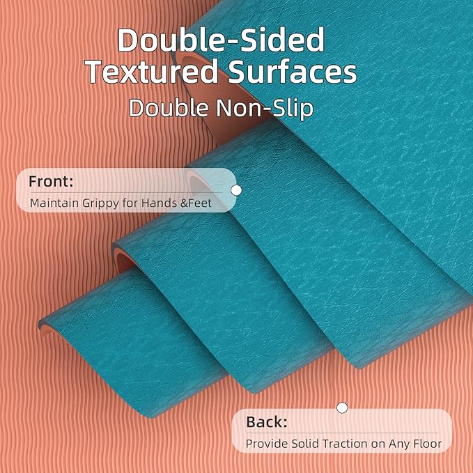 Yoga Mat Non Slip, Anti-Tear 1/4 Thick TPE Yoga Mats for Women and Men, a stylish and practical dual-tone yoga mat.72"x24" Exercise & Fitness Mat with Carrying Strap, Workout Mats for Yoga, Pilates and Floor Exercise