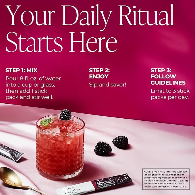Arbonne Ginseng Energy Supplements - Blackberry Flavor Fizz Sticks, Energy Boost with Caffeine Powder from Guarana and Green Tea, Delicious Alternative to Caffeine Pills