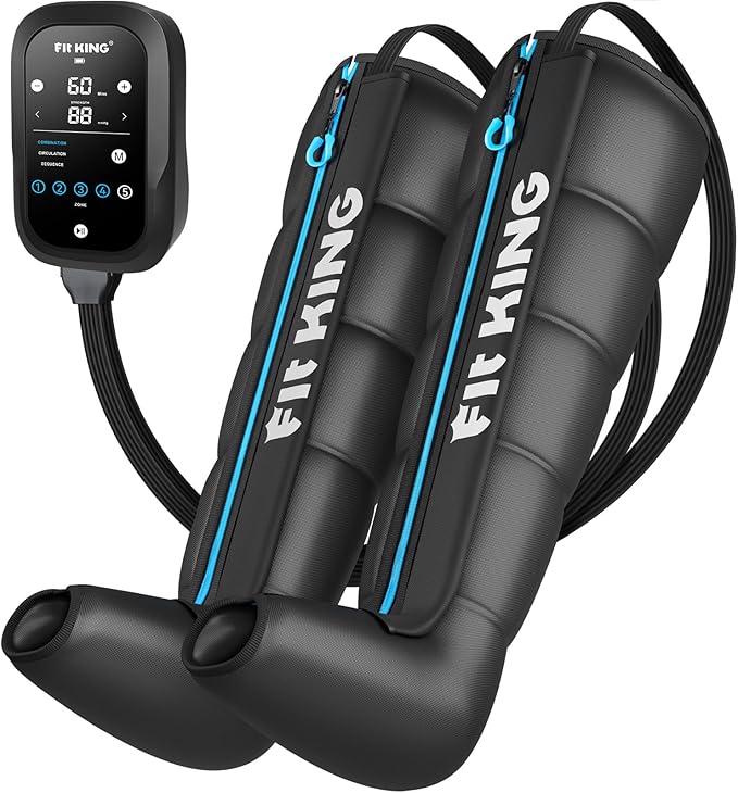 FIT KING Upgraded Leg Massager Recovery Boots, Professional Air Compression Recovery System for Circulation & Fast Athlete Recovery, Cordless Rechargeable Compression Boots (Large)