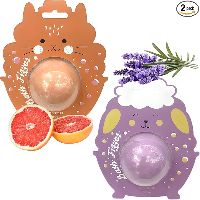 Bath Bombs for Women Gift Set,Handmade SPA Bubble Bath for Relaxing,Gift for Her/Him, Women, Girls, Wife, Mother,Lavender and Grapefruit Fragrance(2pack)