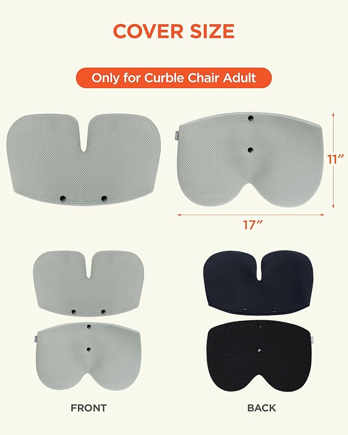 curble Grand Cover, Detachable Cover for Adult Chair, Ergonomic Chair Back Support and Lumbar Support (Grey)