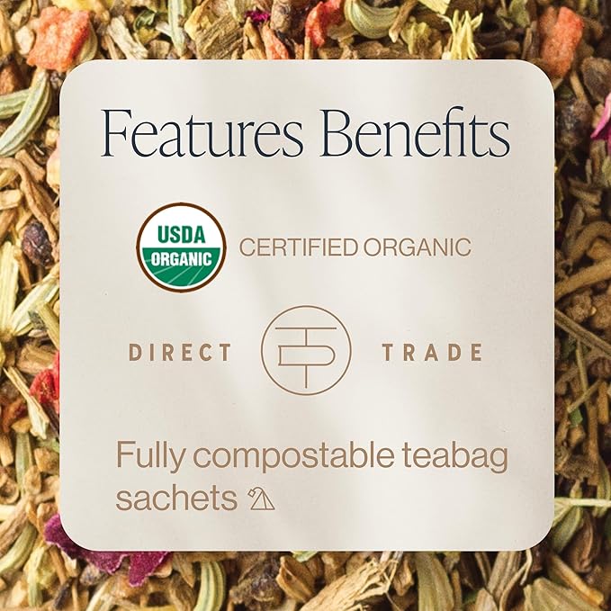 Rishi Tea Valerian Dream Herbal Tea - Organic Sachet Tea Bags, Sleep Friendly, Caffeine Free, Calming Botanical Blend with Valerian Root - 15 Count (Pack of 1)