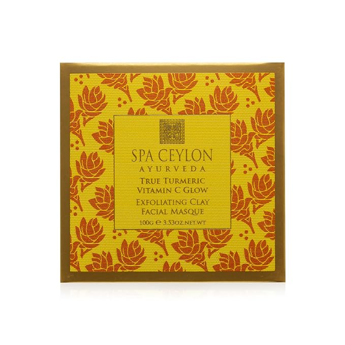 SPA CEYLON True Turmeric Vitamin C Glow Exfoliating Clay Facial Masque | Clay Mask | Minimize Pores And Blackheads | Acne and Dark Spots | Face Care