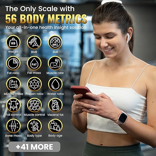 Homerz Body Fat Scale – Smart Scale with BMI, Body Fat, Muscle Mass, Full Body Composition Scale with Body Fat Analysis, Body Scan Scale with Handle, Body Scanner, Biometric Analyzer