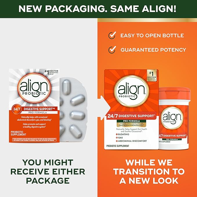 Align Probiotic, Pro Formula, Probiotics for Women and Men, Probiotics for Digestive Health, Men and Womens Probiotic Capsules Help Relieve Occasional Bloating & Gas*, 63 Capsules